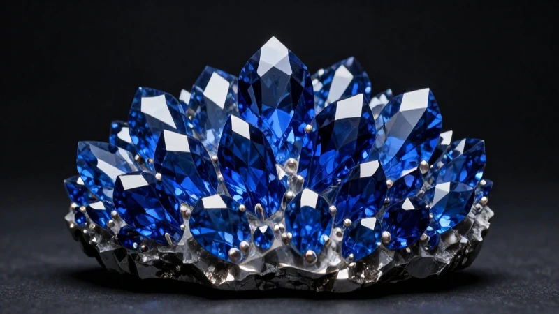 Cristales azules resplandecientes en maquinaria industrial
