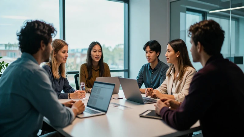Imagen impactante: equipo colaborativo en oficina moderna
