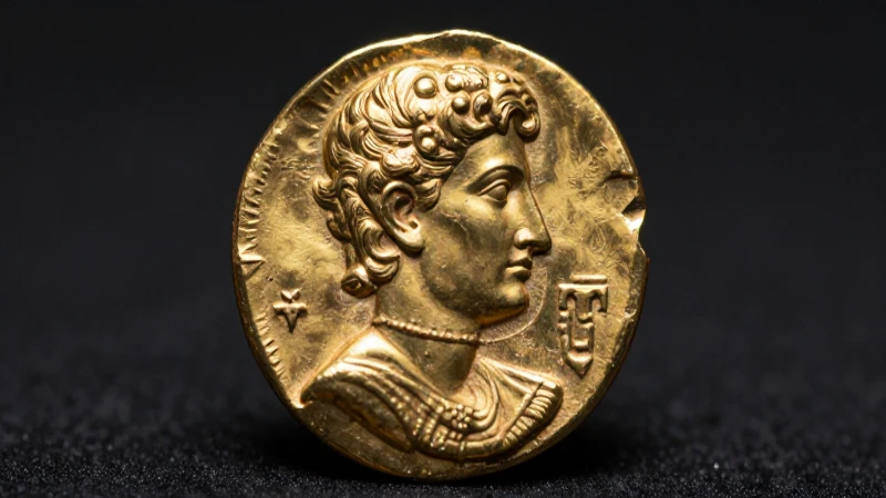 Moneda seléucida dorada resaltada intensamente