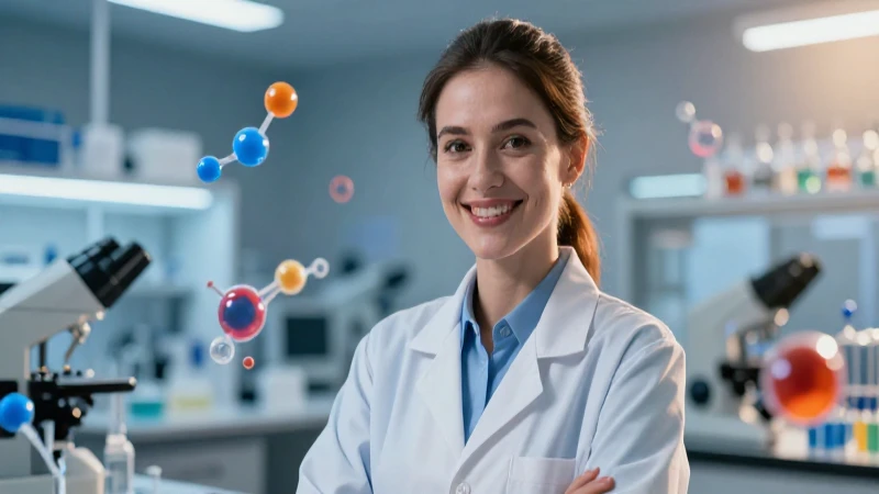 Cuál ha sido el aumento de matrícula femenina en Ingeniería Química 5 Ingeniera sonríe en laboratorio con moléculas vibrantes