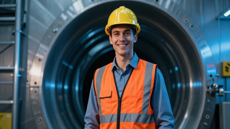 Ingeniero sonríe en la entrada minera