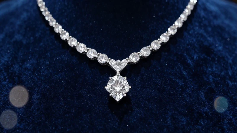 Collar de diamantes resalta en terciopelo oscuro