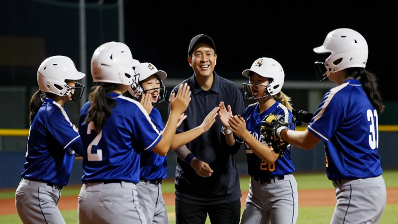 Celebración vibrante del softball con luz cinematográfica