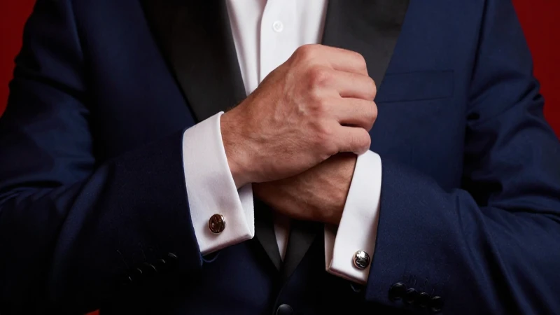 Hombre elegante en esmoquin con iluminación cinematográfica