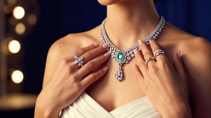 Novia elegante con joyería deslumbrante y luz dorada