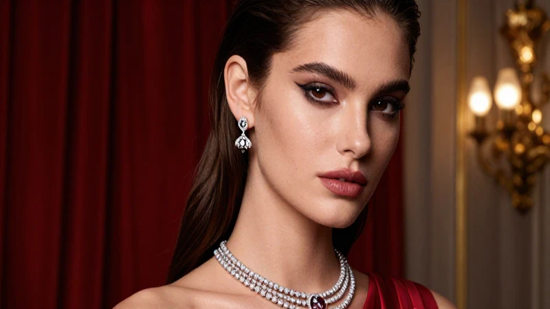 Retrato elegante con joyería y luz cálida