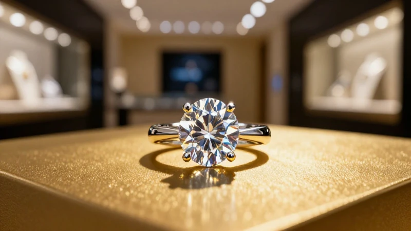 Anillo brillante en tienda lujosa y cinematográfica