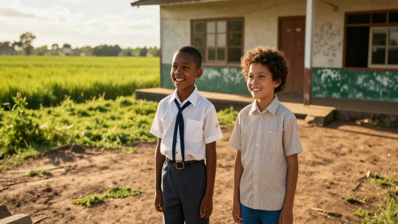 Escuela rural luminosa y alegre en el campo