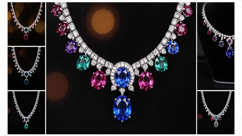 Collares elegantes resaltan en foco cinematográfico