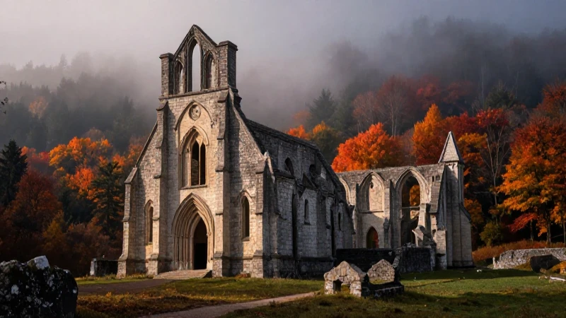 Kirche Polen: Erforschungen zur Templer-Kirche und Burgen 7 Ruinas templarias medievales en bosque otoñal dramático
