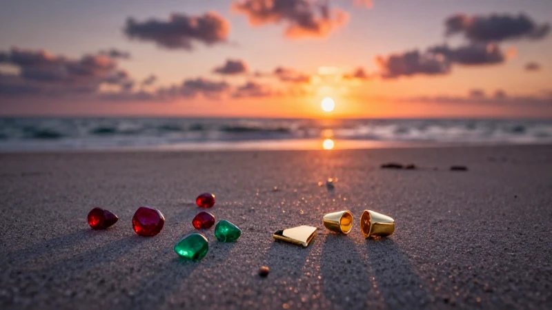 Atardecer vibrante en la playa: joyas doradas