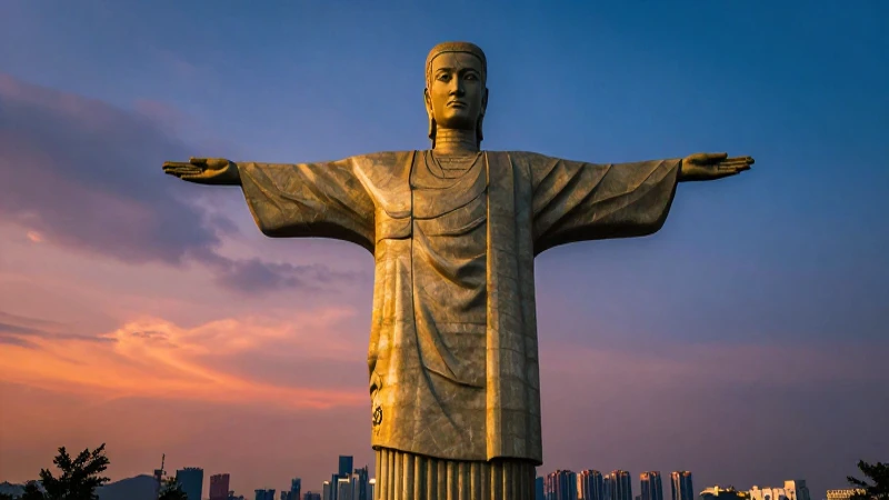 Estatua colosal y cinematográfica domina el horizonte