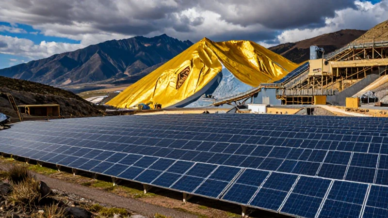 Mina reluciente bajo impresionantes montañas soleadas