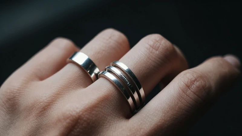 Anillos plateados resaltan en primer plano dramático