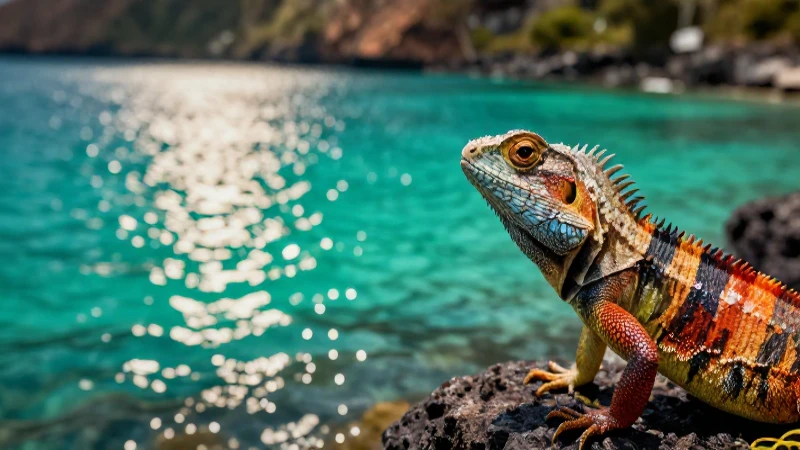 Se inauguró la primera UMA en Cocula para conservar el lagarto 4 Paisaje vibrante con iguana y luz cálida