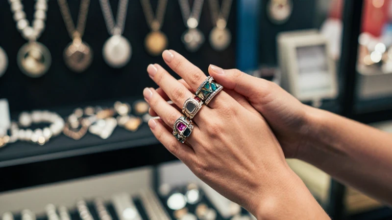 Manos lucen anillos en primer plano