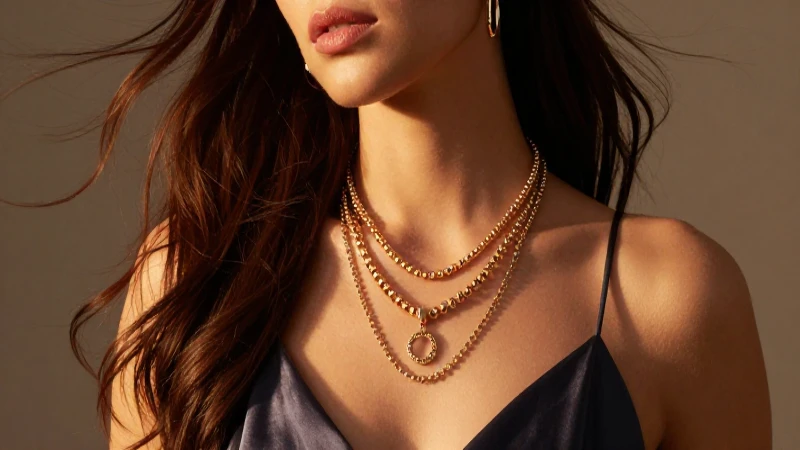 Joyería femenina en luz dorada y elegante