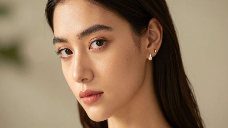 Elegancia natural con el Ear Cuff Whispering Leaves 3 Retrato elegante con luz cálida y desenfoque