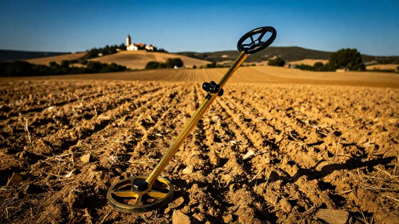 Detector dorado en paisaje español vibrante