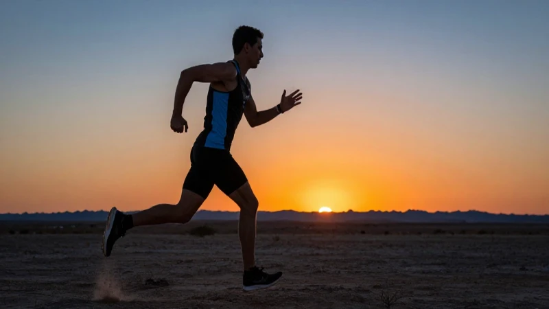 Atleta en movimiento al atardecer cinematográfico