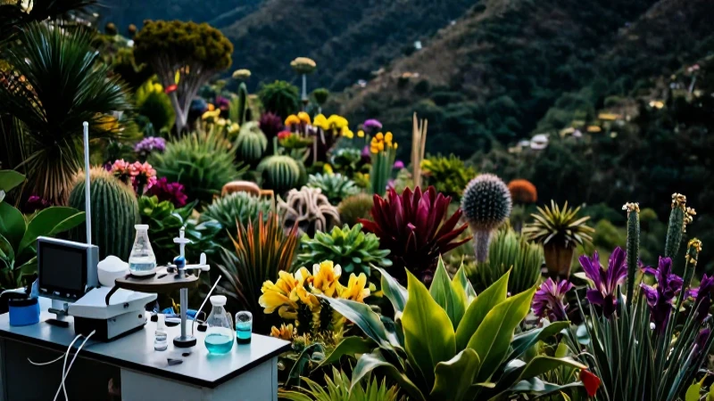 Paisaje vibrante y dramático con laboratorio