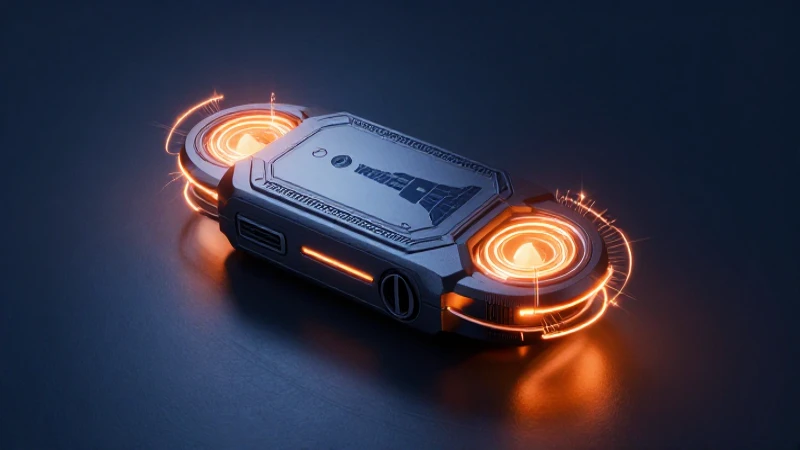 Localizador futurista con iluminación cinematográfica vibrante