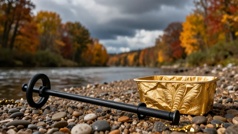 Río dorado en otoño con luz dramática