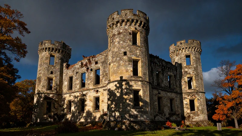 Castillo alemán en ruinas, atmósfera dramática