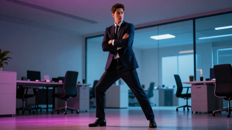 Hombre de negocios potente en oficina moderna