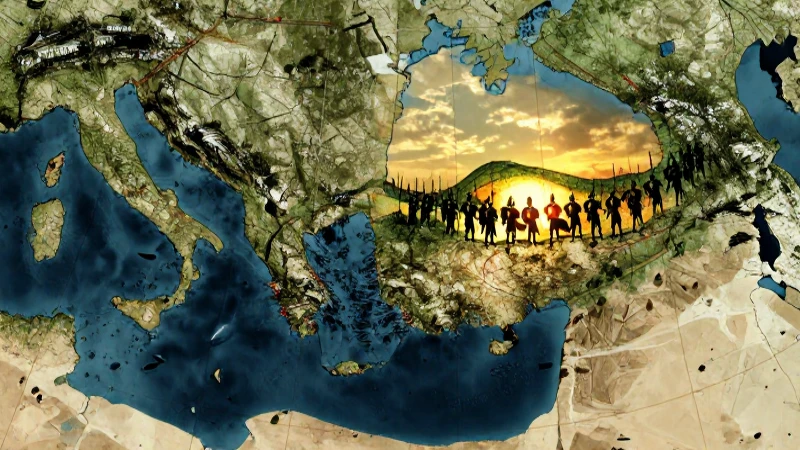 Mapa antiguo y moderno, batalla al atardecer