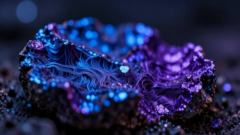 Cristales de cobalto con vibrante efecto cinematográfico