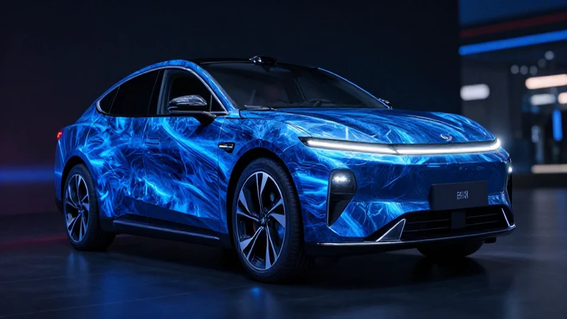 Coche eléctrico futurista con iluminación impresionante