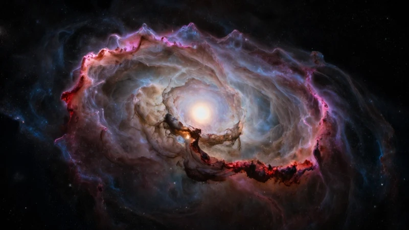 Nebulosa cósmica exuberante con luz dramática