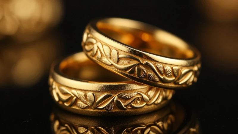 Anillos dorados resplandecen con lujo y detalle
