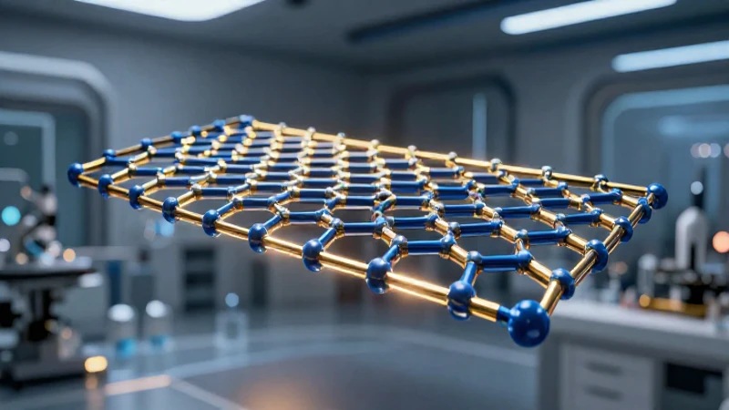 Hoja de grafeno flota en laboratorio futurista