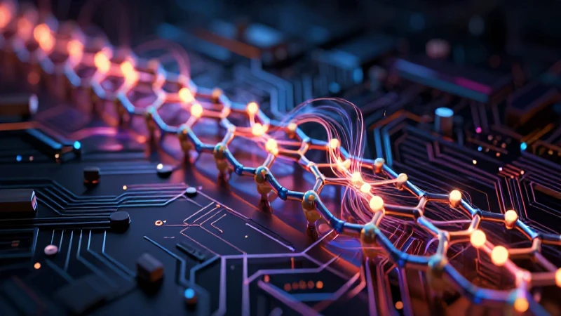 Graphene vibrante, futurista y tecnológicamente detallado
