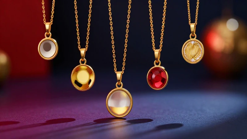 Collares dorados lujosos en primer plano