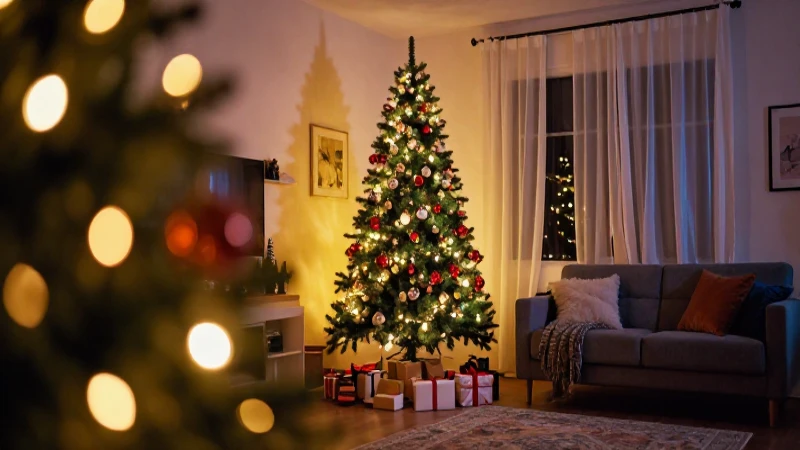 Ambiente navideño cálido y festivo con estilo