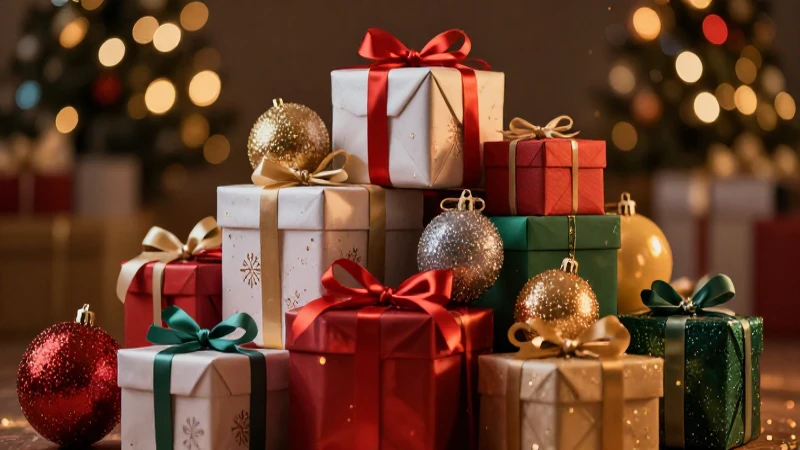 Regalos navideños brillantes con encanto profesional