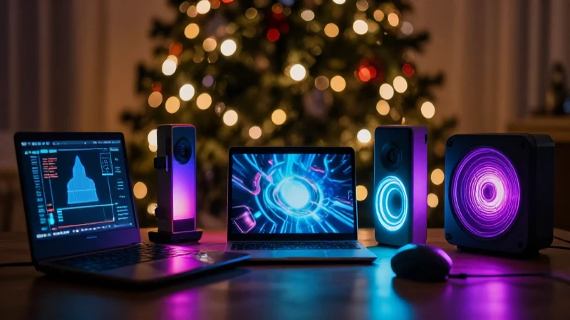 Navidad tecnológica vibrante y festiva