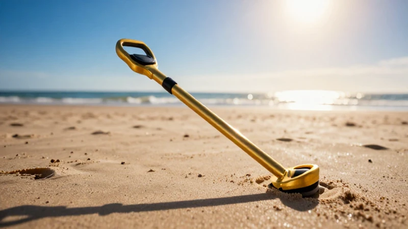 Detectores dorados en playa con luz cálida