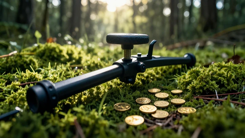 Monedas antiguas halladas en bosque exuberante
