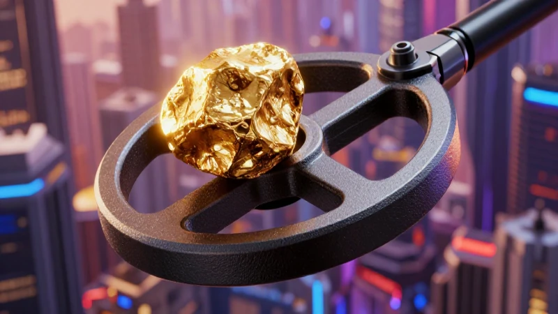 Detector de oro en una ciudad futurista