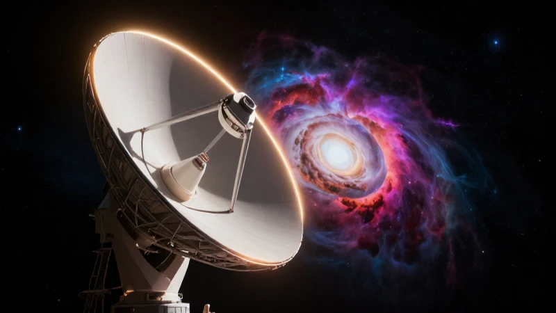 Nebulosa espectacular con metoritos y satélite futurista