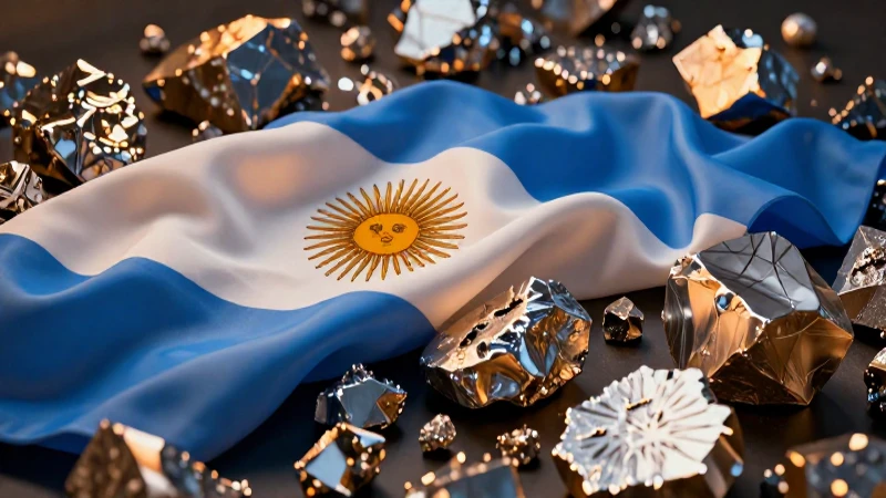 Cómo es el análisis del mercado de metales en Argentina 2 Bandeira argentina sobre minerales, luz impactante y vibrante