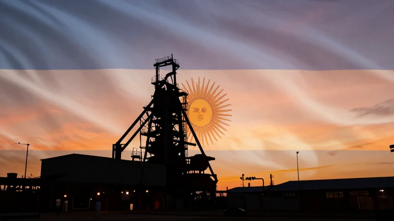 Cómo es el análisis del mercado de metales en Argentina 5 Silueta siderúrgica con bandera argentina dramática