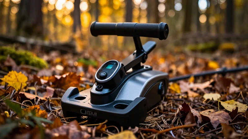 Roboter busca objetos en bosque otoñal