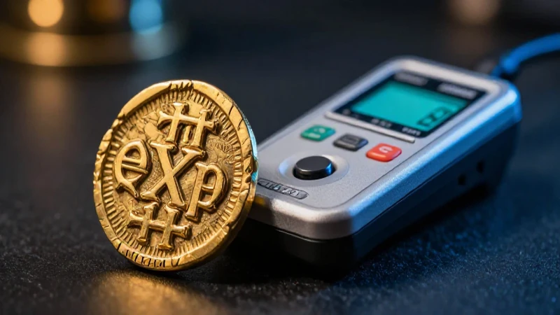 Moneda antigua encontrada con iluminación cinematográfica