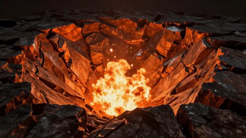 Crater impactante y realista con iluminación vibrante