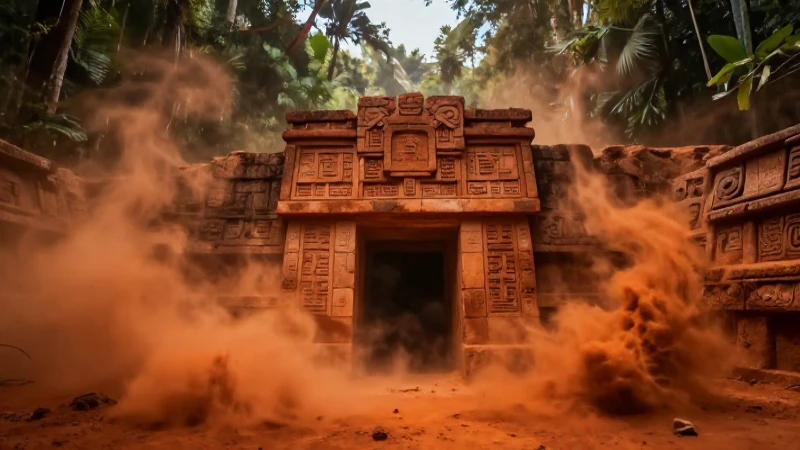 Impresionante mina maya: polvo naranja y jungla